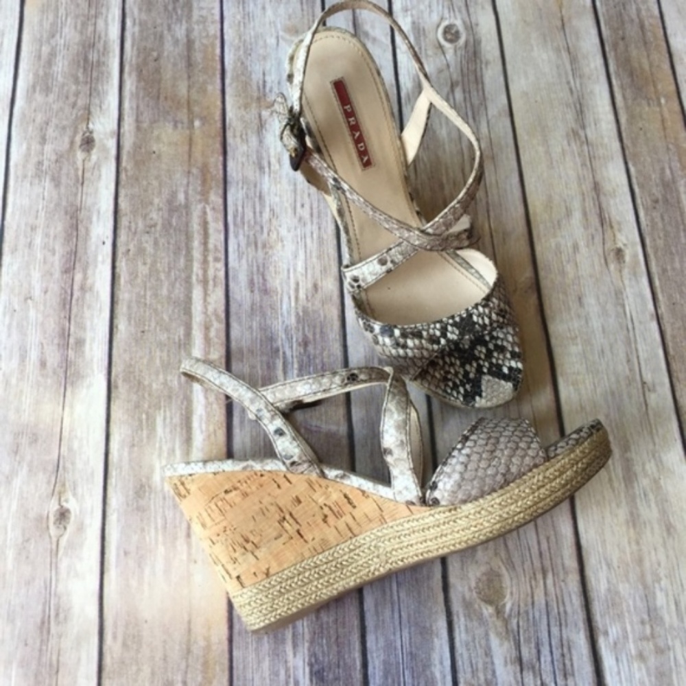 Prada Python Snake Calzature Donna Wedge Sandals - image 3